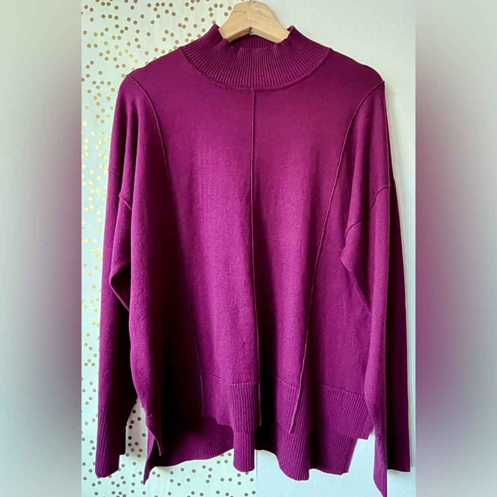 Cable & Gauge Mock Neck Magenta Knit Top size XL